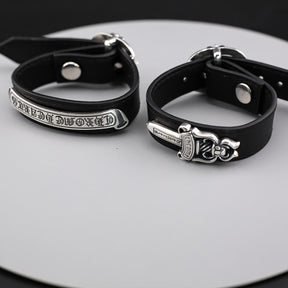 chrome hearts cross dagger leather bracelet