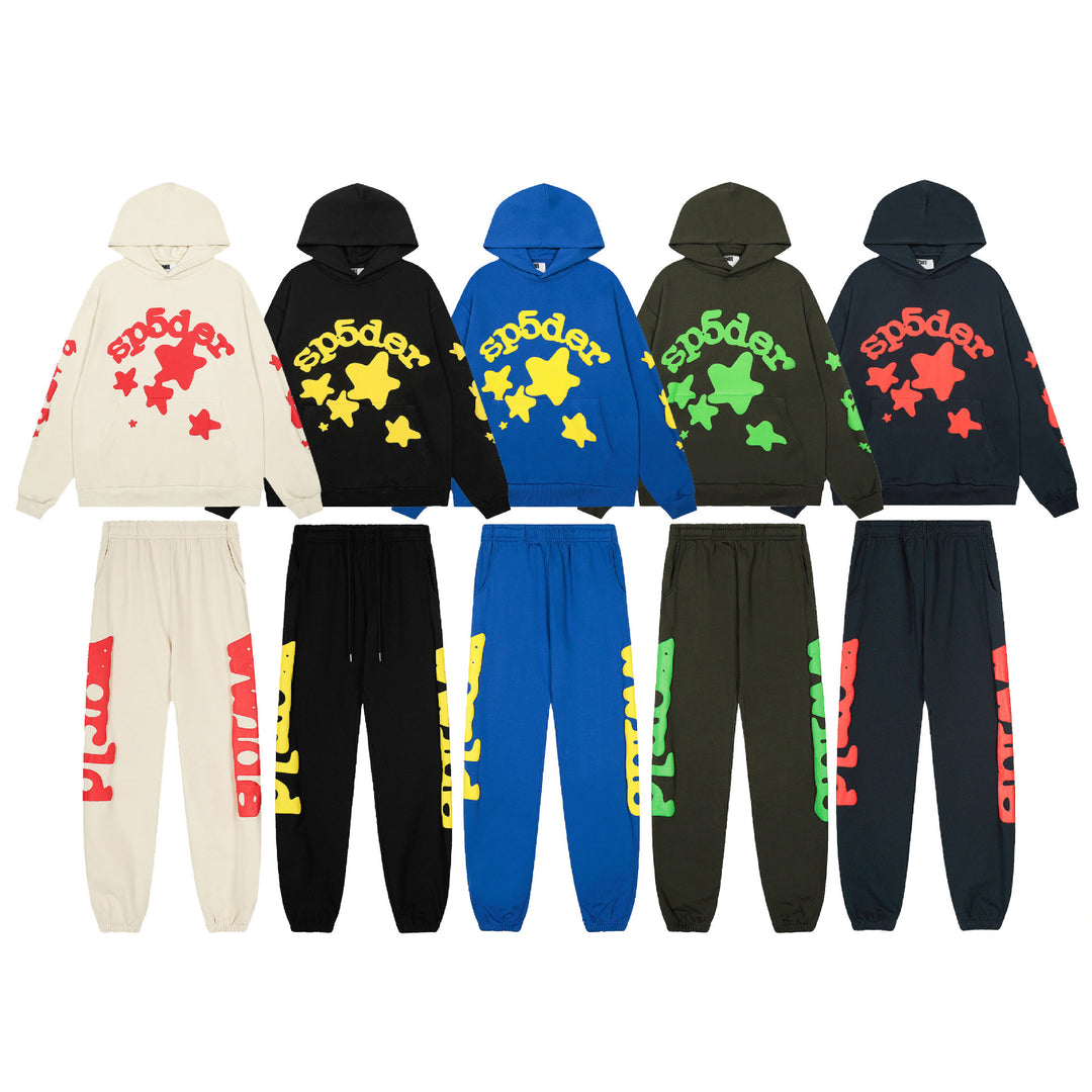 Sp5der555555 Spiderweb Foam Print Sweatshirt Set