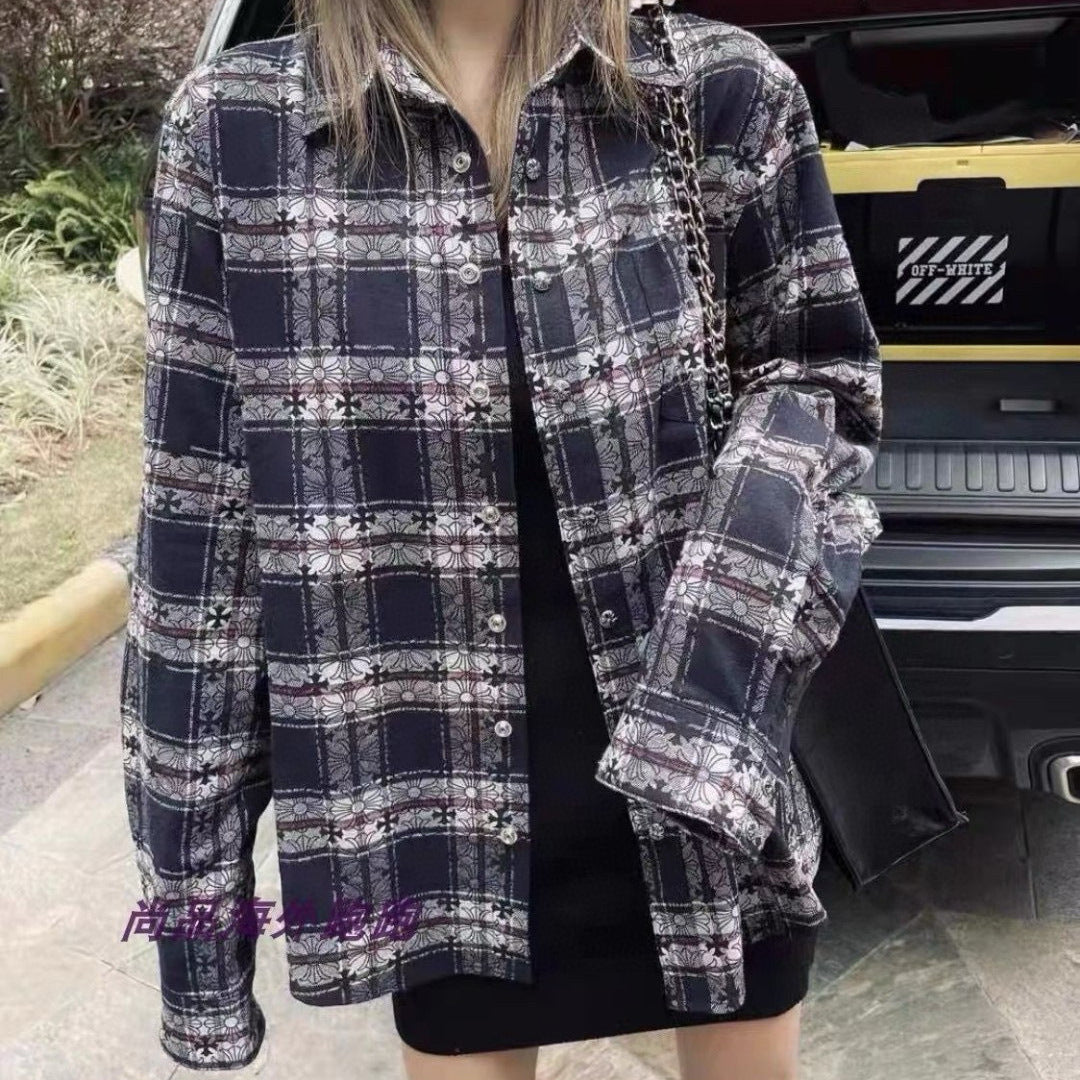 Chrome Hearts Paisley Cross Print Jacquard Long-Sleeved Shirt