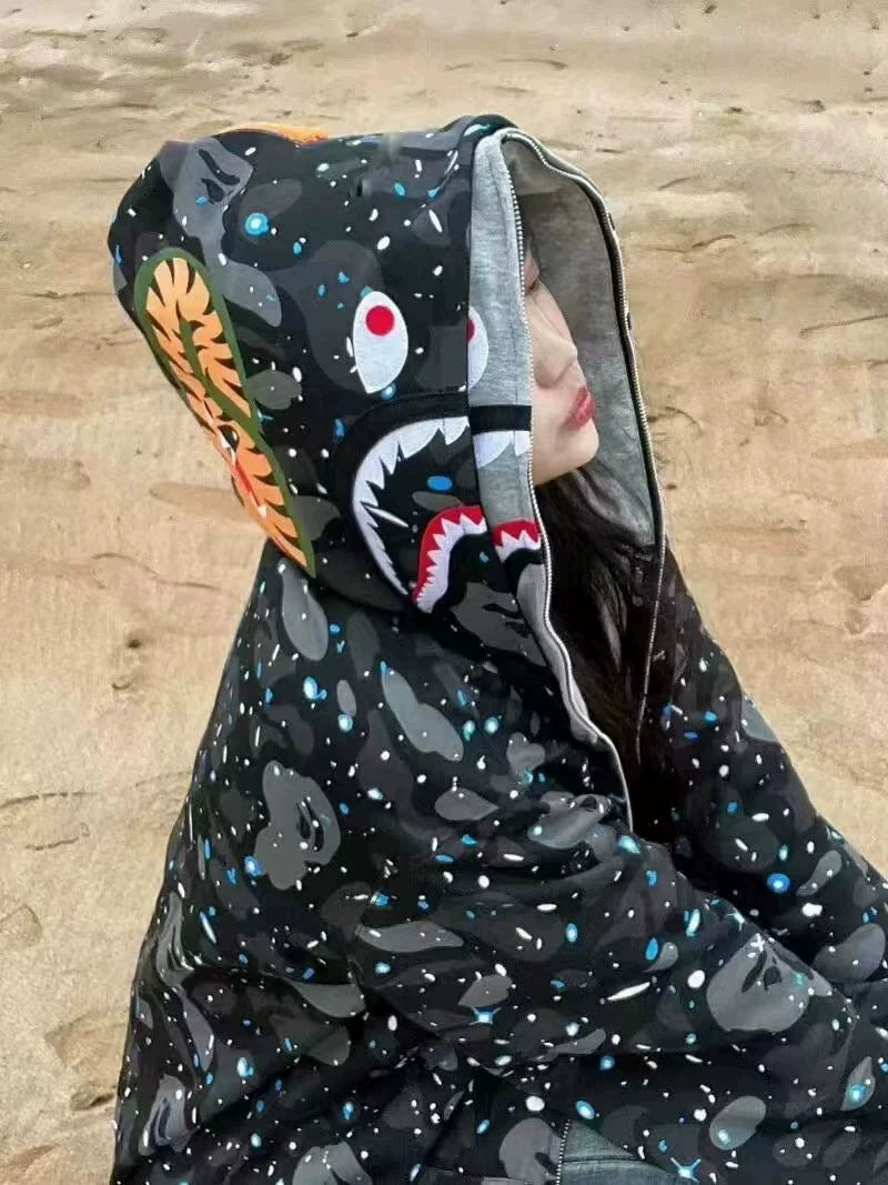 BAPE Shark head camouflage zip-up jacket