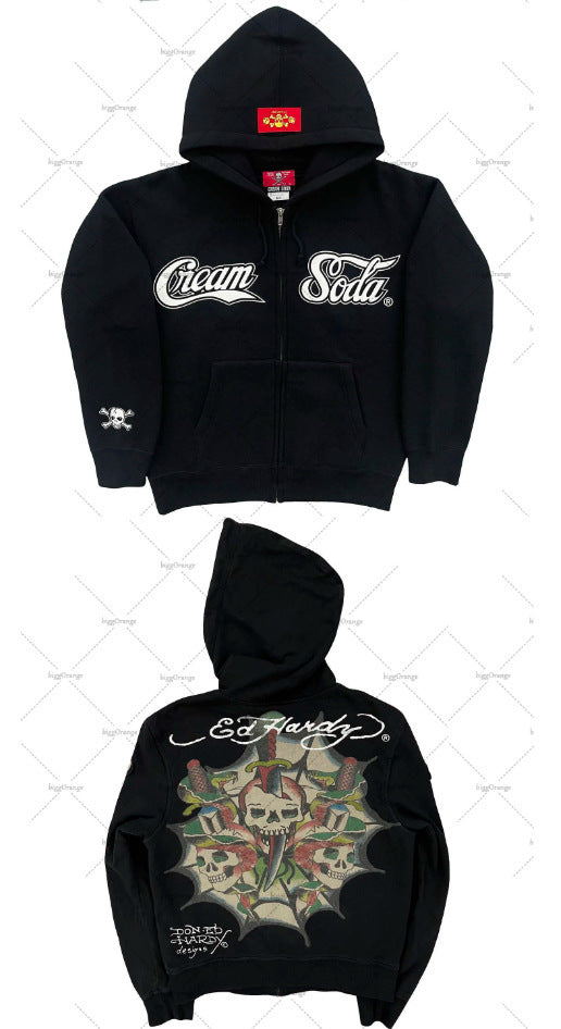 Gothic Rock Skull Bones Hoodie