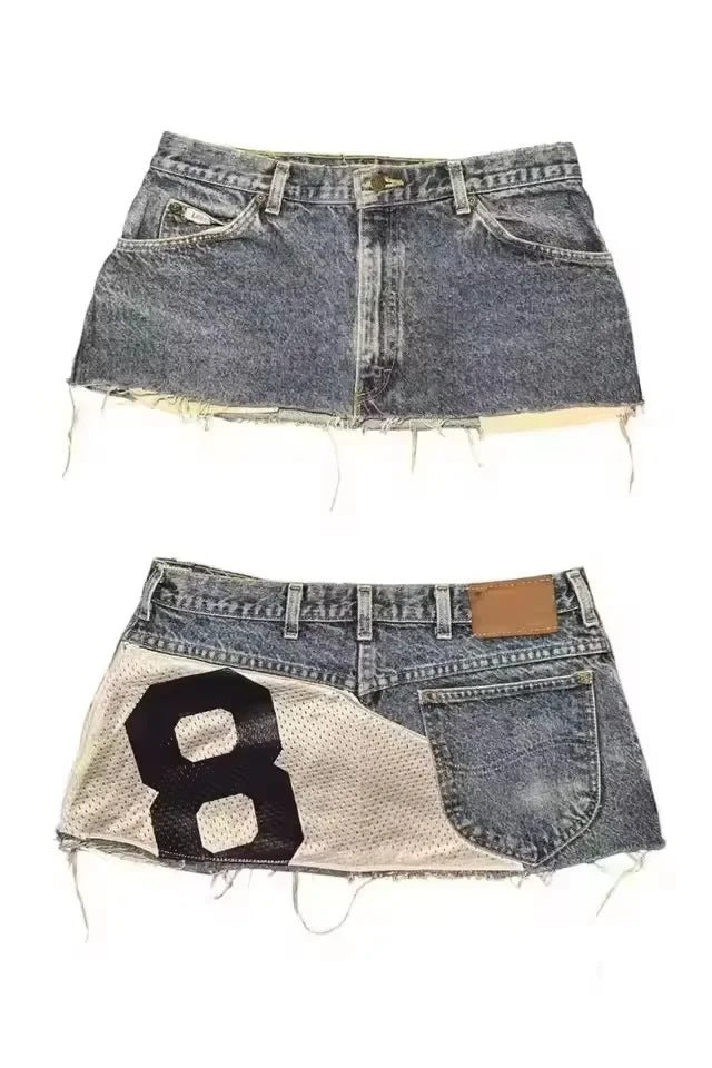 Y2K Gothic Style Digital Print Patchwork Mini Skirt