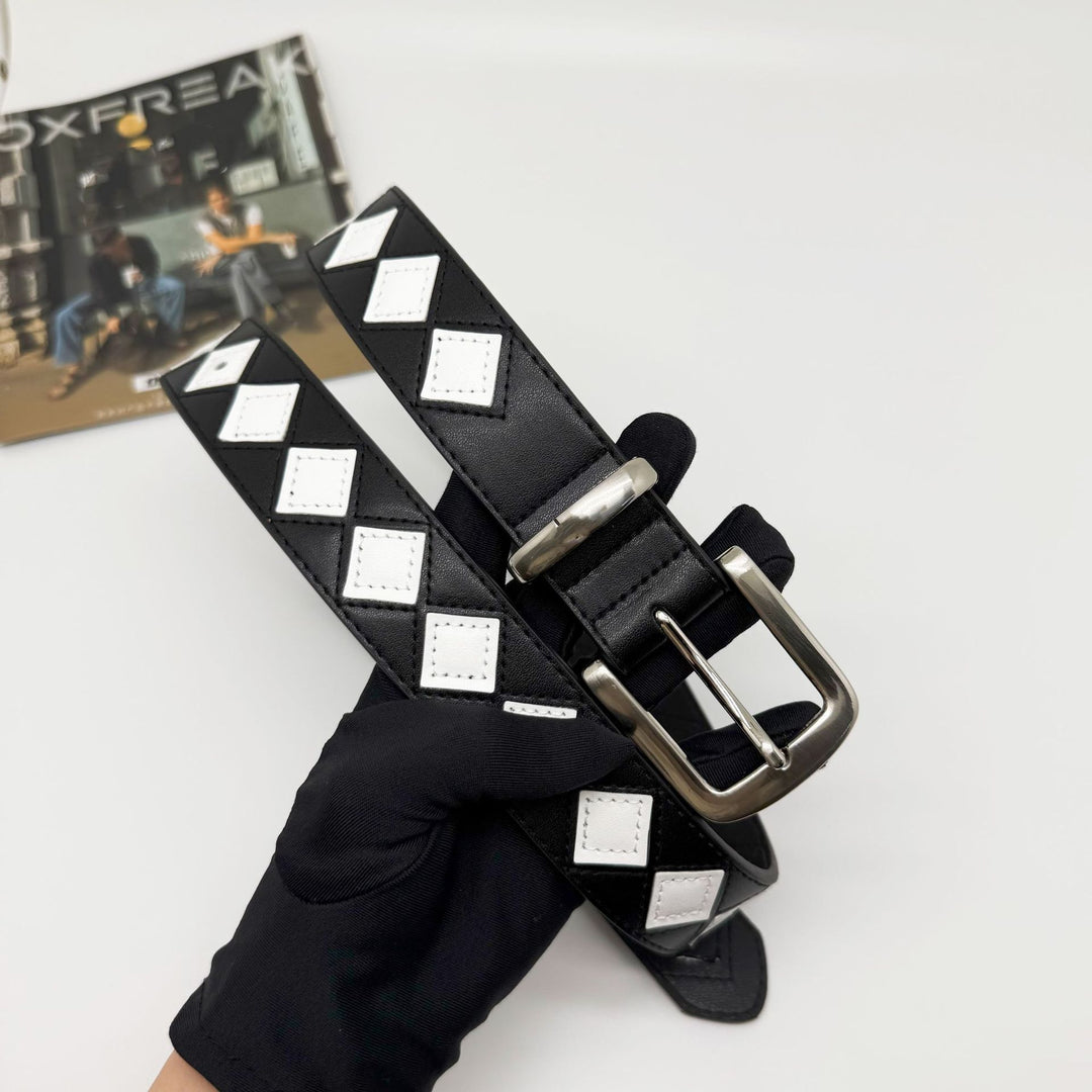 Minimalist Checkered Leather Belt