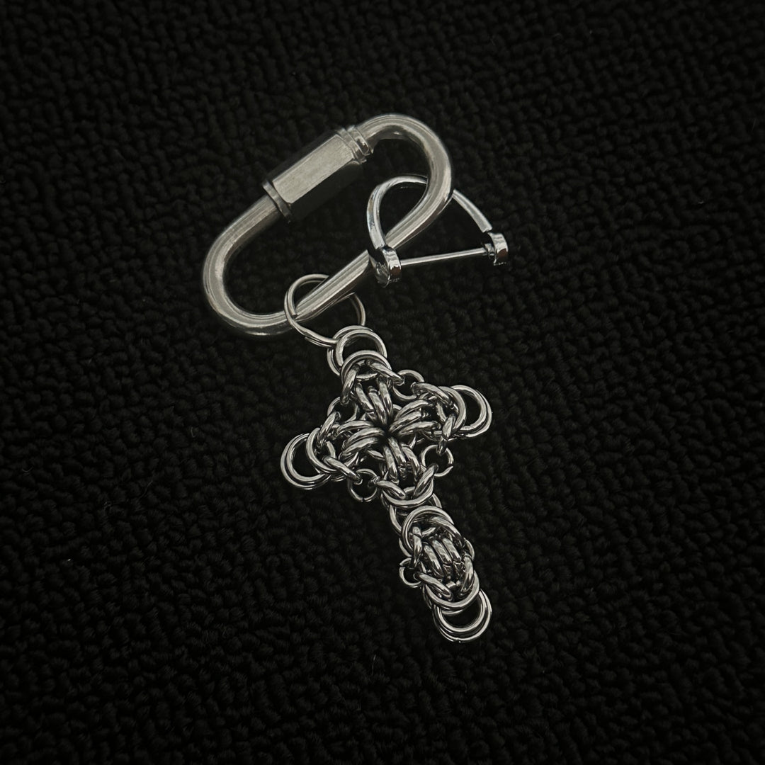 Purely Handcrafted Chainmail Cross Keychain