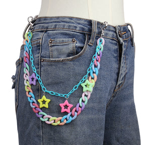 Acrylic pentagram macaron pants chain