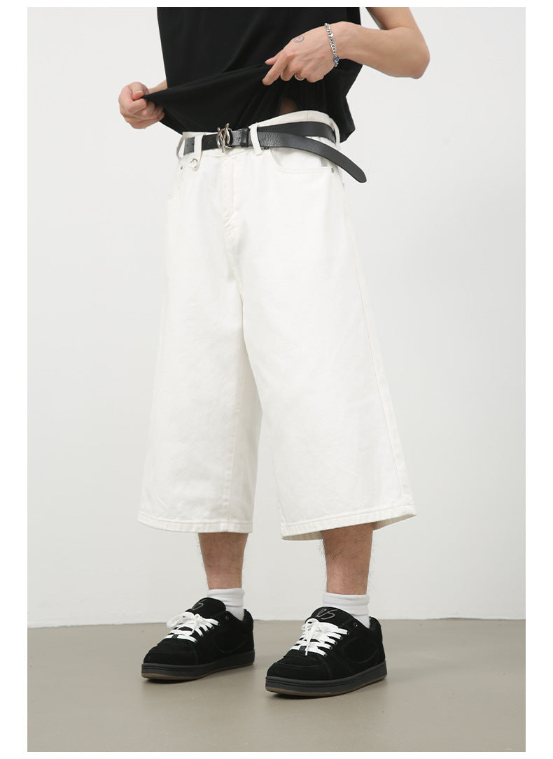 Summer Loose Fit Cropped Straight Leg Denim Shorts
