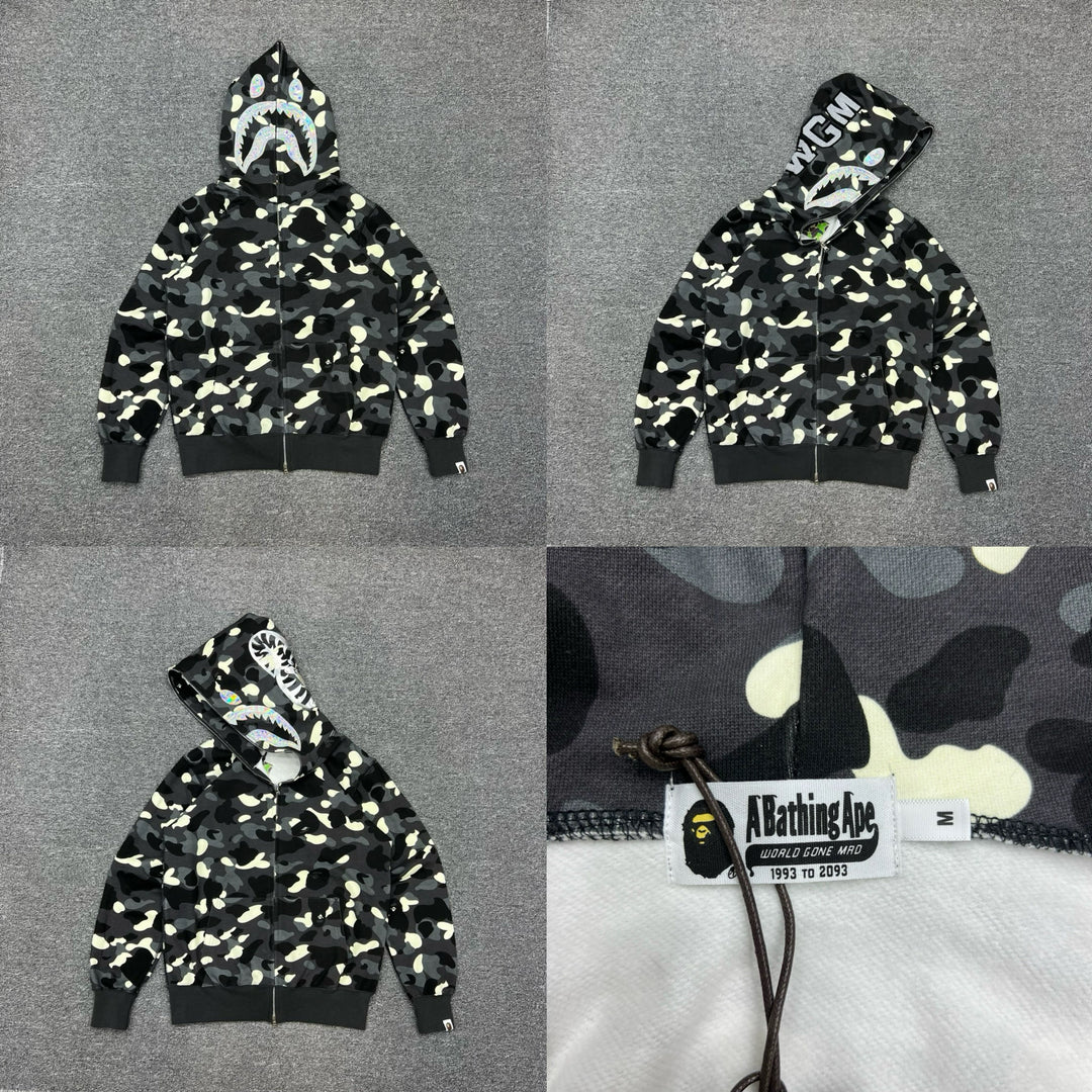 BAPE Shark head camouflage zip-up jacket