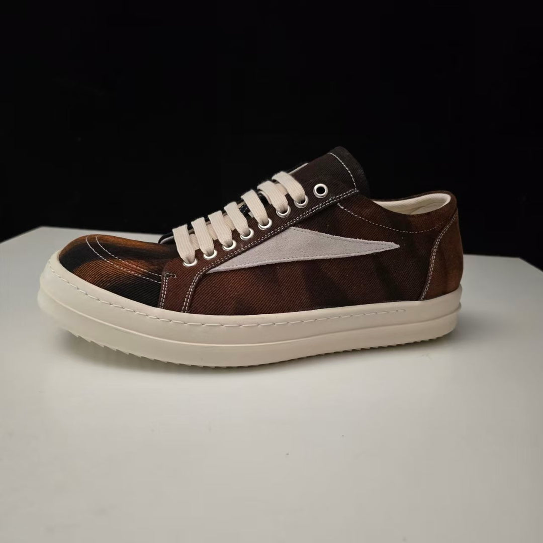 Calfskin Low-Top Skate Shoes Round Toe Flat Heel