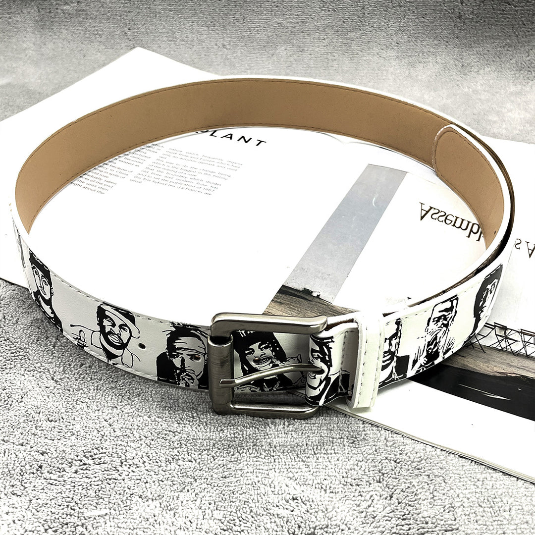 Retro ERD Portrait Hand-Painted Leather Belt
