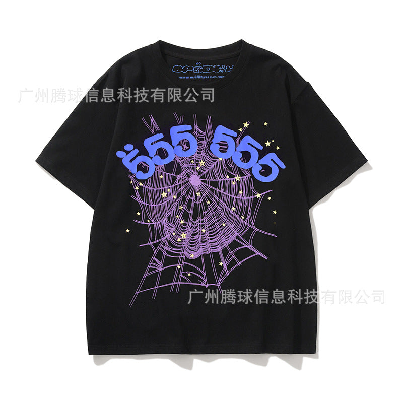 Sp5der short-sleeved foam letter T-shirt