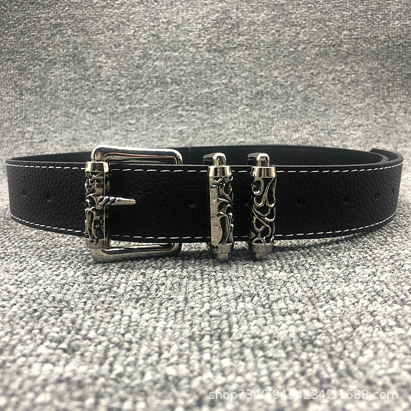 Chrome Hearts roller hollowed-out vine pin buckle belt
