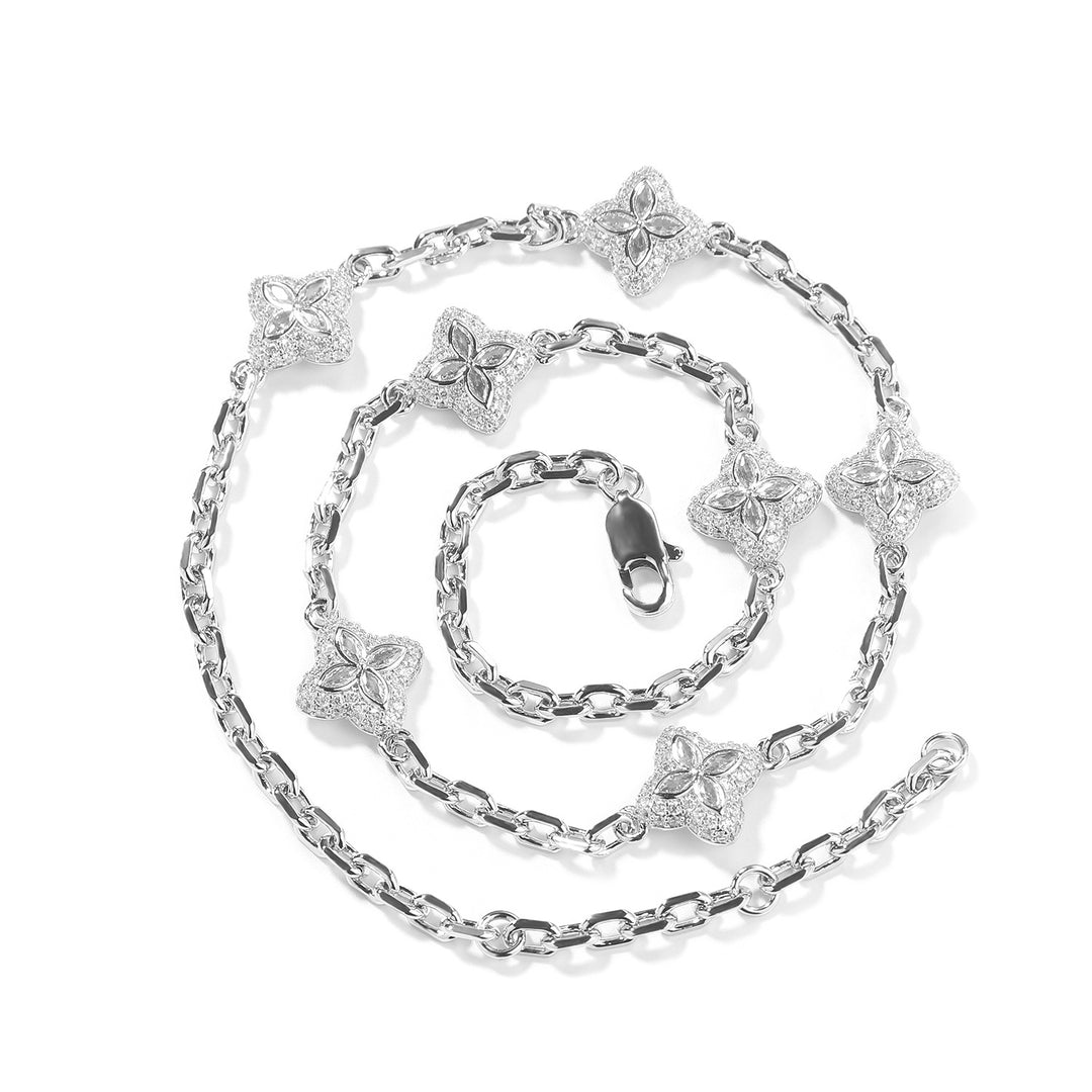 Full-Pavé Lucky Four-Leaf Clover Bracelet Necklace