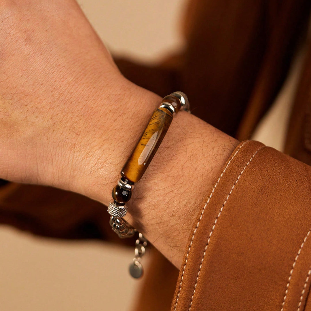 Titanium Steel & Tiger's Eye Bracelet