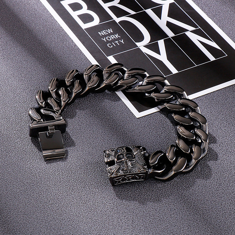 Skull Cuban chain titanium steel bracelet