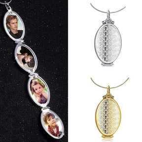 Fish Scale Photo Box Necklace Four Picture Pendant Necklace