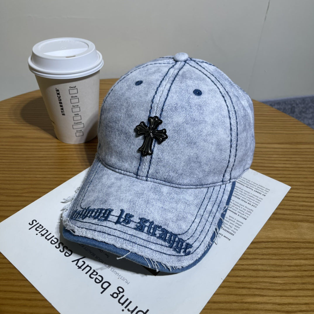 Chrome Hearts Ripped Denim Baseball Cap