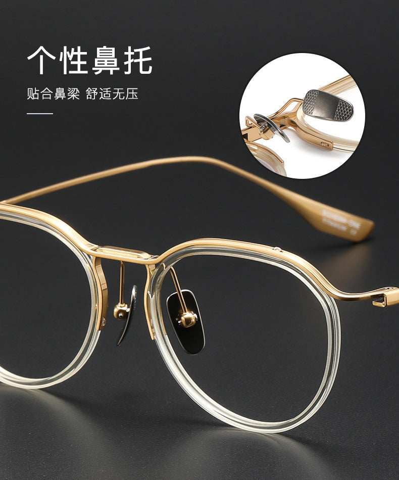 Irregular browline pure titanium eyeglass frames