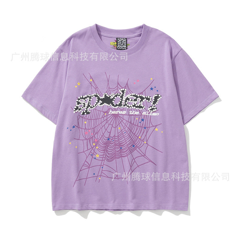 Sp5der short-sleeved foam letter T-shirt