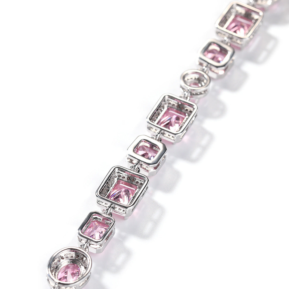 Hip-hop pink gemstone bracelet