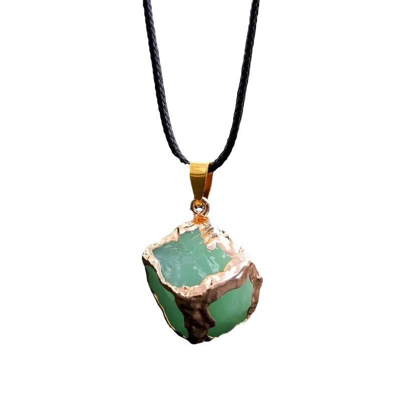 Natural stone mixed color crystal gold edge pendant