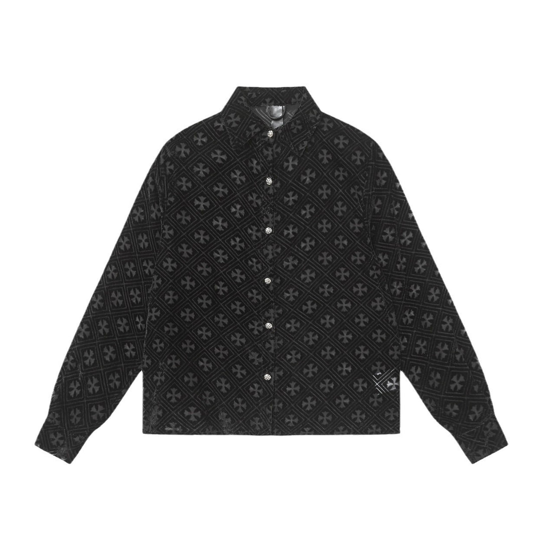 Chrome Hearts high-street cardigan with Sanskrit cross lettering