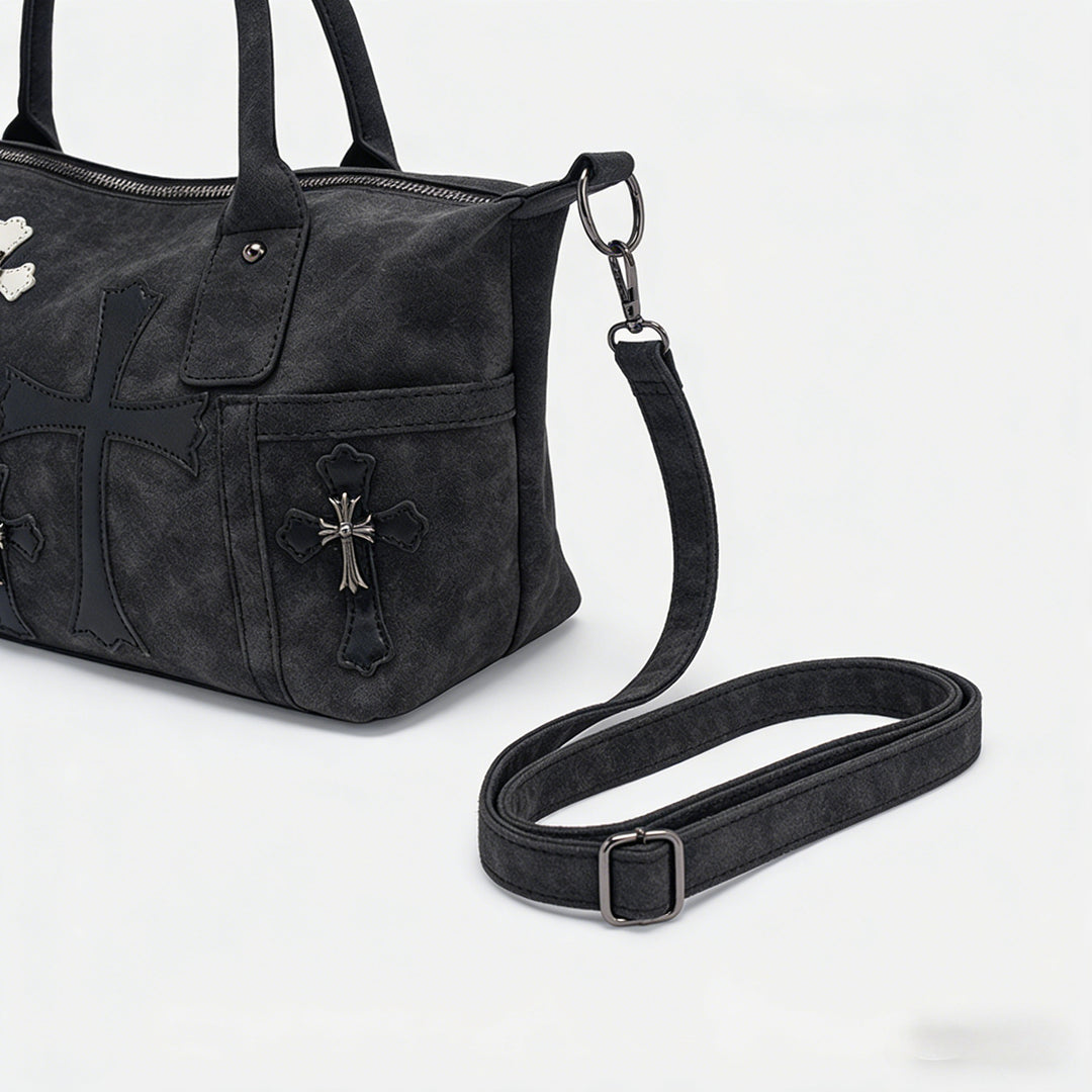 Chrome Hearts Black and White Patchwork Travel Bag
