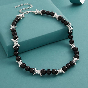 thorn black pearl white pearl necklace