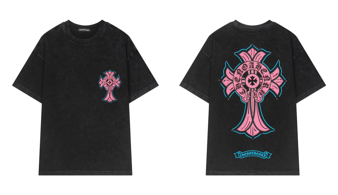Chrome Hearts Summer Embroidery Print Cotton T-Shirt Short-Sleeve