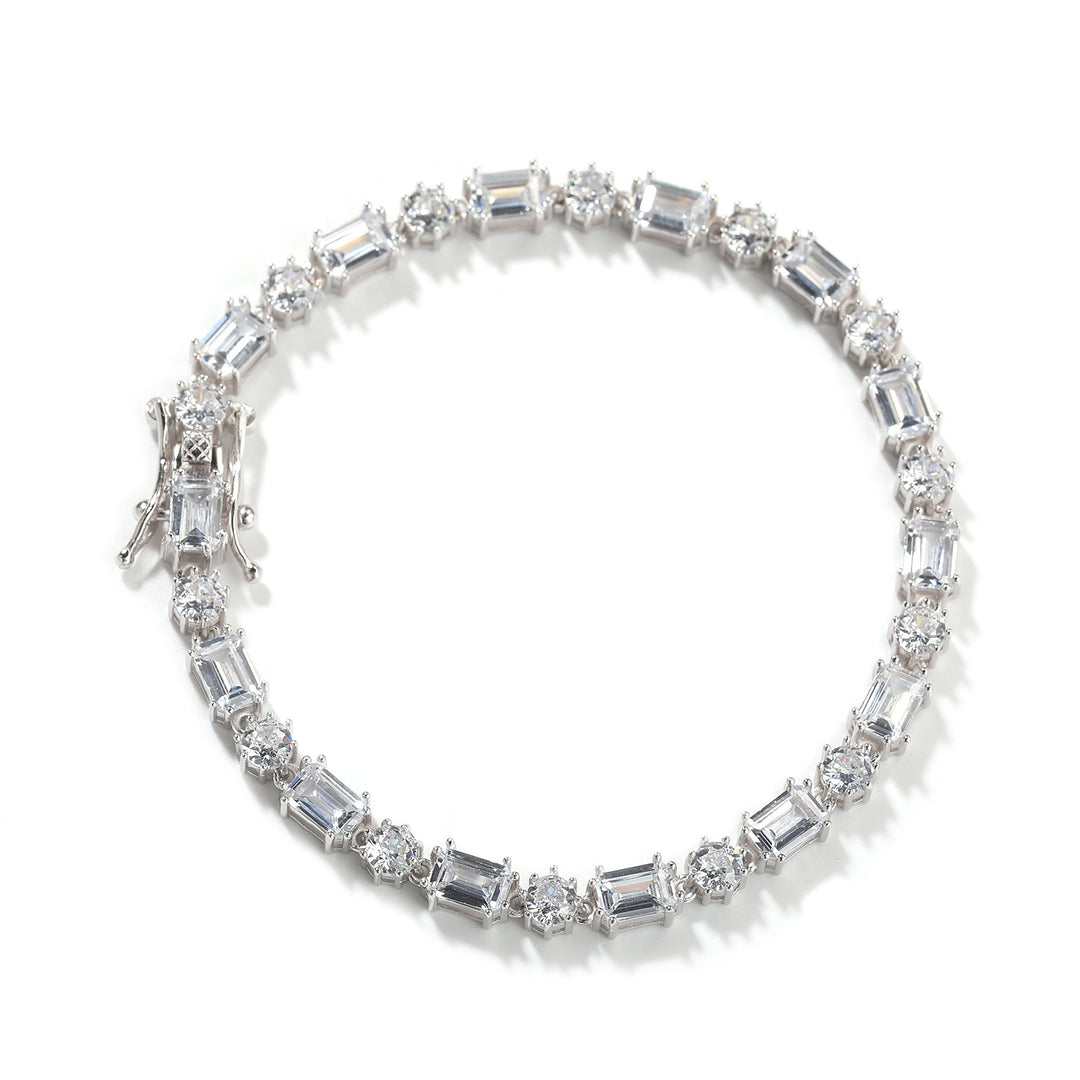 Mixed Square & Round Zirconia Tennis Bracelet