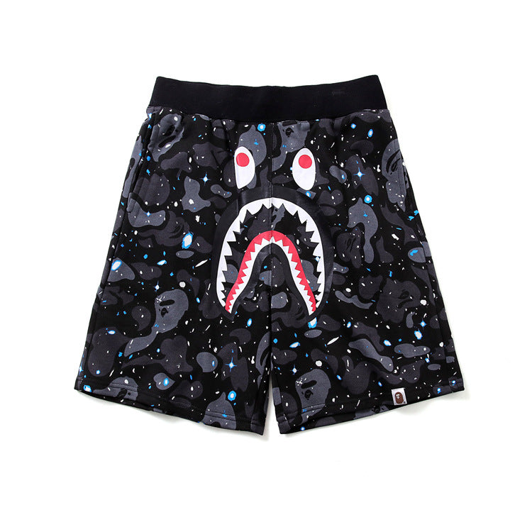 BAPE camouflage letter shark shorts five-point casual pants