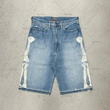 Y2K Embroidered Bone Casual Pants Loose Denim Shorts