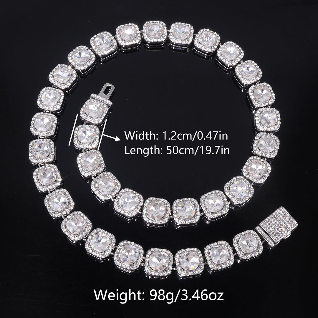 12mm flip-top rhinestone-encrusted candy chain necklace