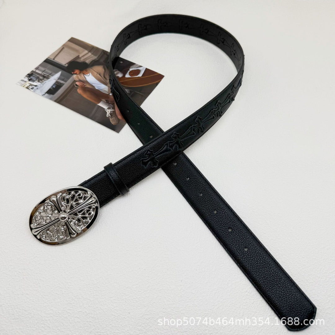 Chrome Hearts Cross-Motif Classic Leather Belt
