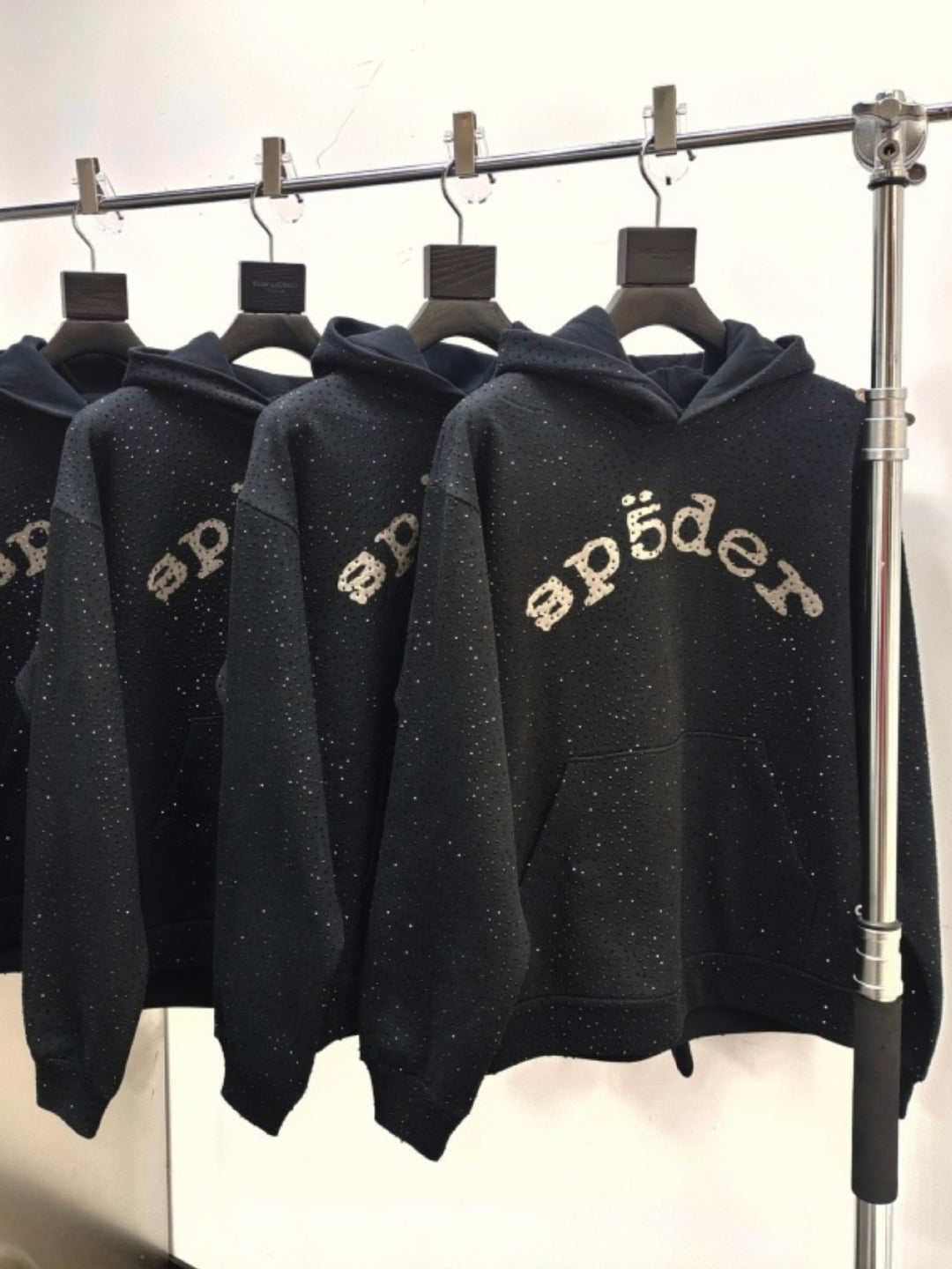 Sp5der full-rhinestone hoodie and sweatpants