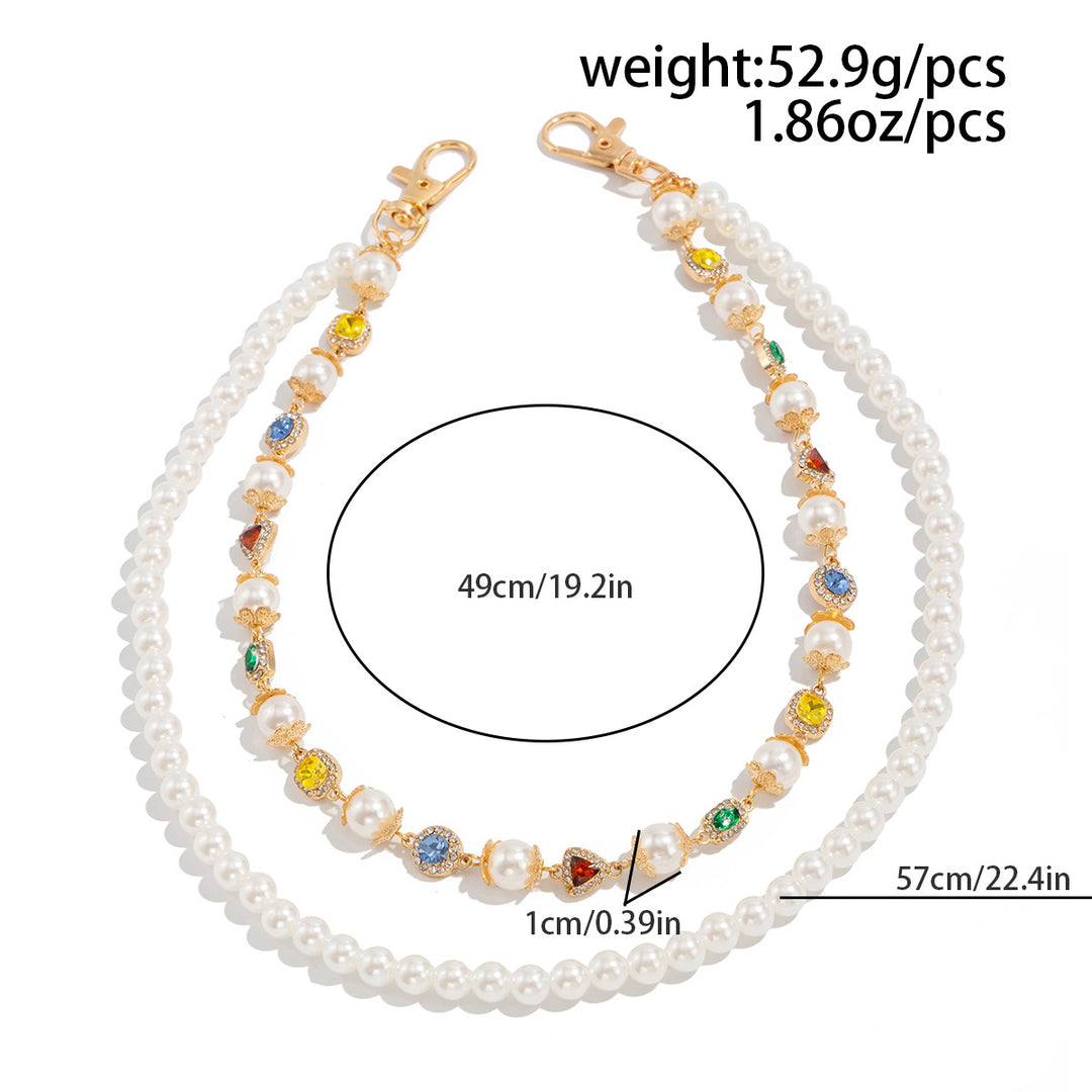 Pearl, Multi-Gemstone, Cross & Floral Pant Chain