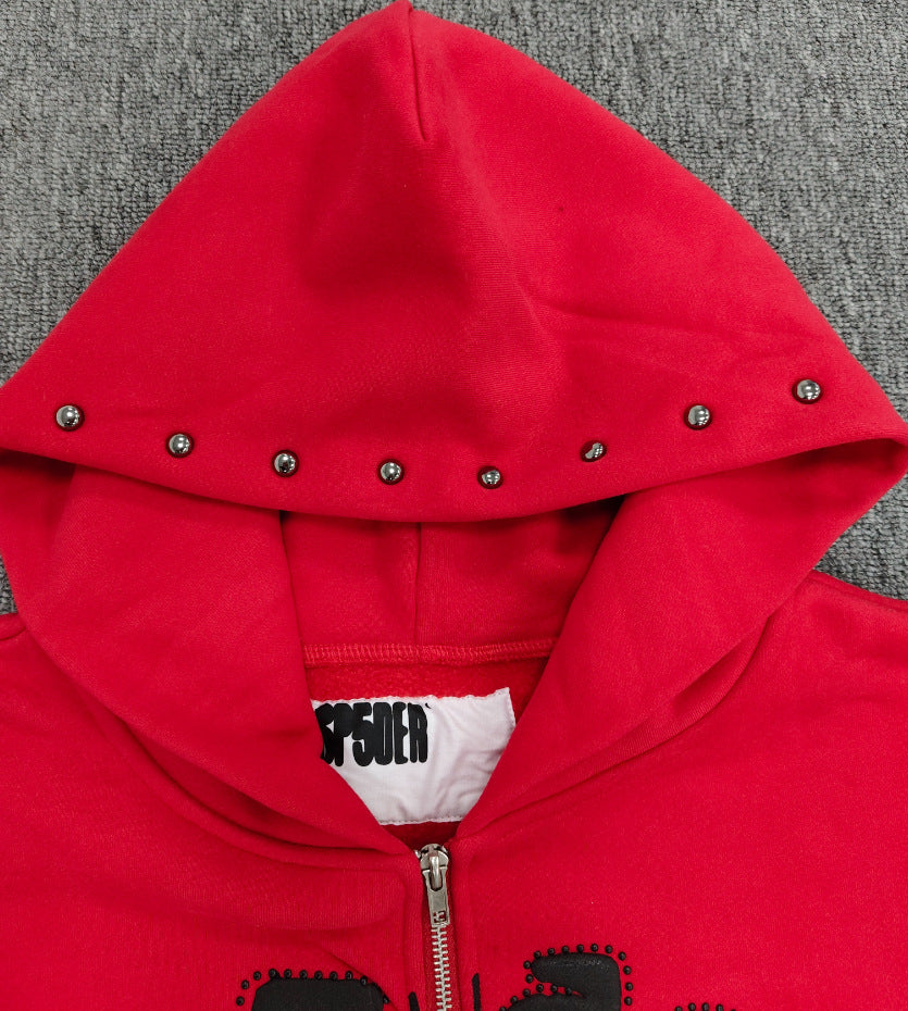 Sp5der fleece-lined zip-up spider web jacket