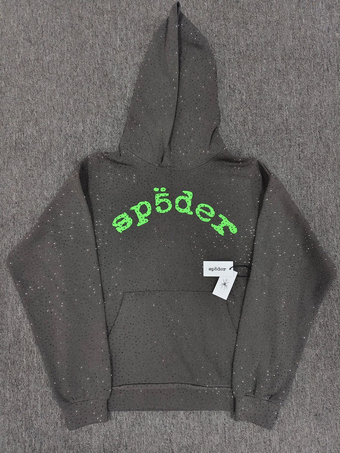 Multi-color full-hot rhinestone Sp5der spider web hoodie