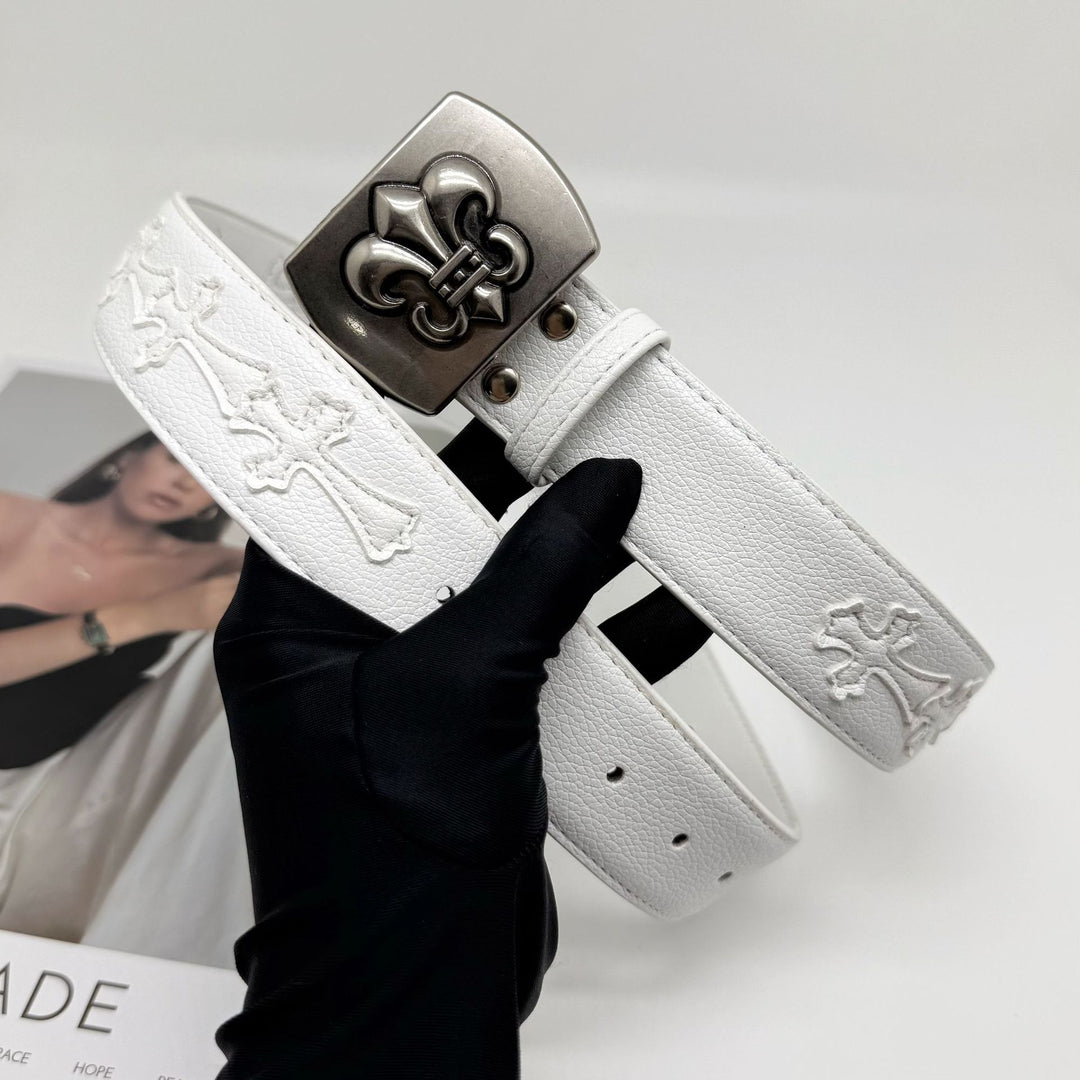 Chrome Hearts roller cutout smooth buckle belt