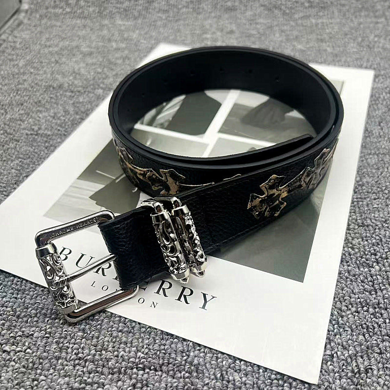 Chrome Hearts Leather pasted Roller type Hollow Vine Needle buckle Belt