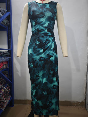 2024 Spring and Summer Tie-Dye Temperament Slim Sleeveless Dress