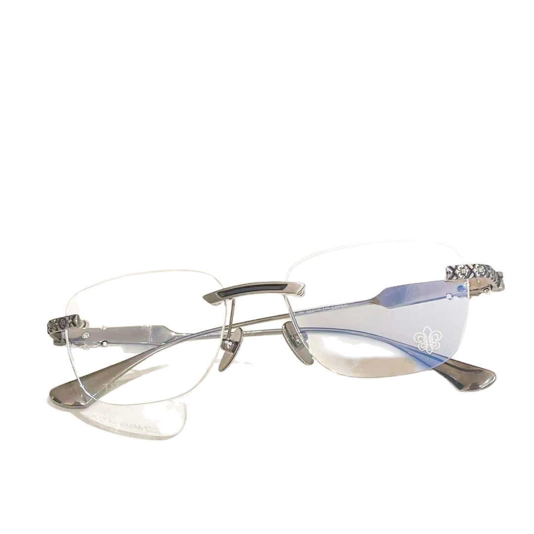Chrome Hearts rimless oval frame glasses