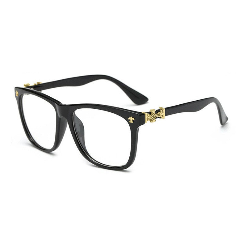 Trendy thick-rimmed non-prescription large-framed eyeglasses