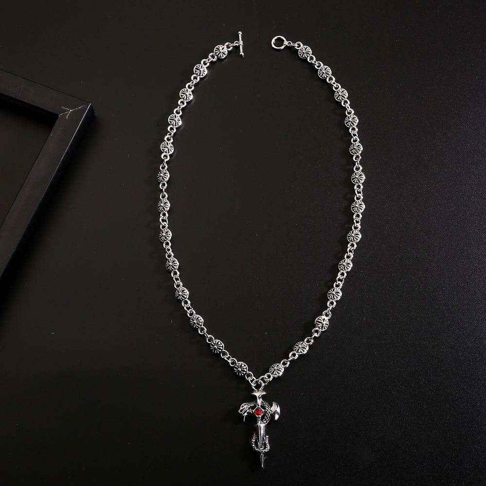 Chrome Hearts Style Dark Cross Necklace