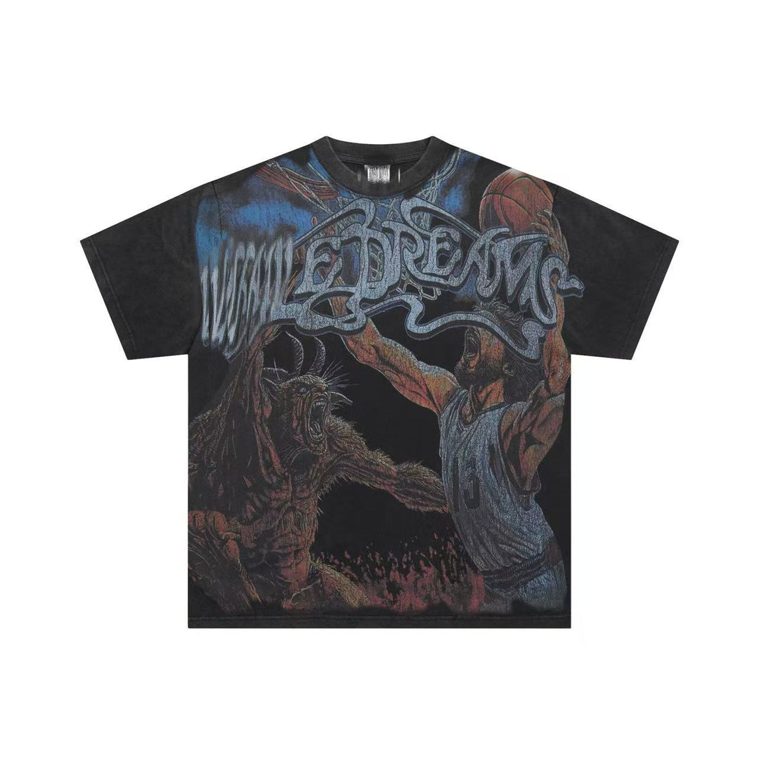 VAL Washed and Distressed Streetwear T-Shirt