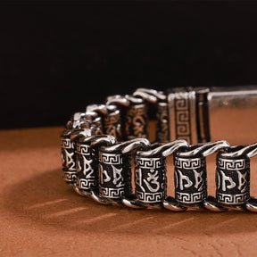 Six Character Mantra Rotary Silver Chain bracelet