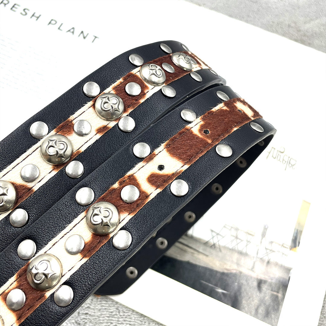 Chrome Hearts Studded Buckle Metal Hip Hop Belt