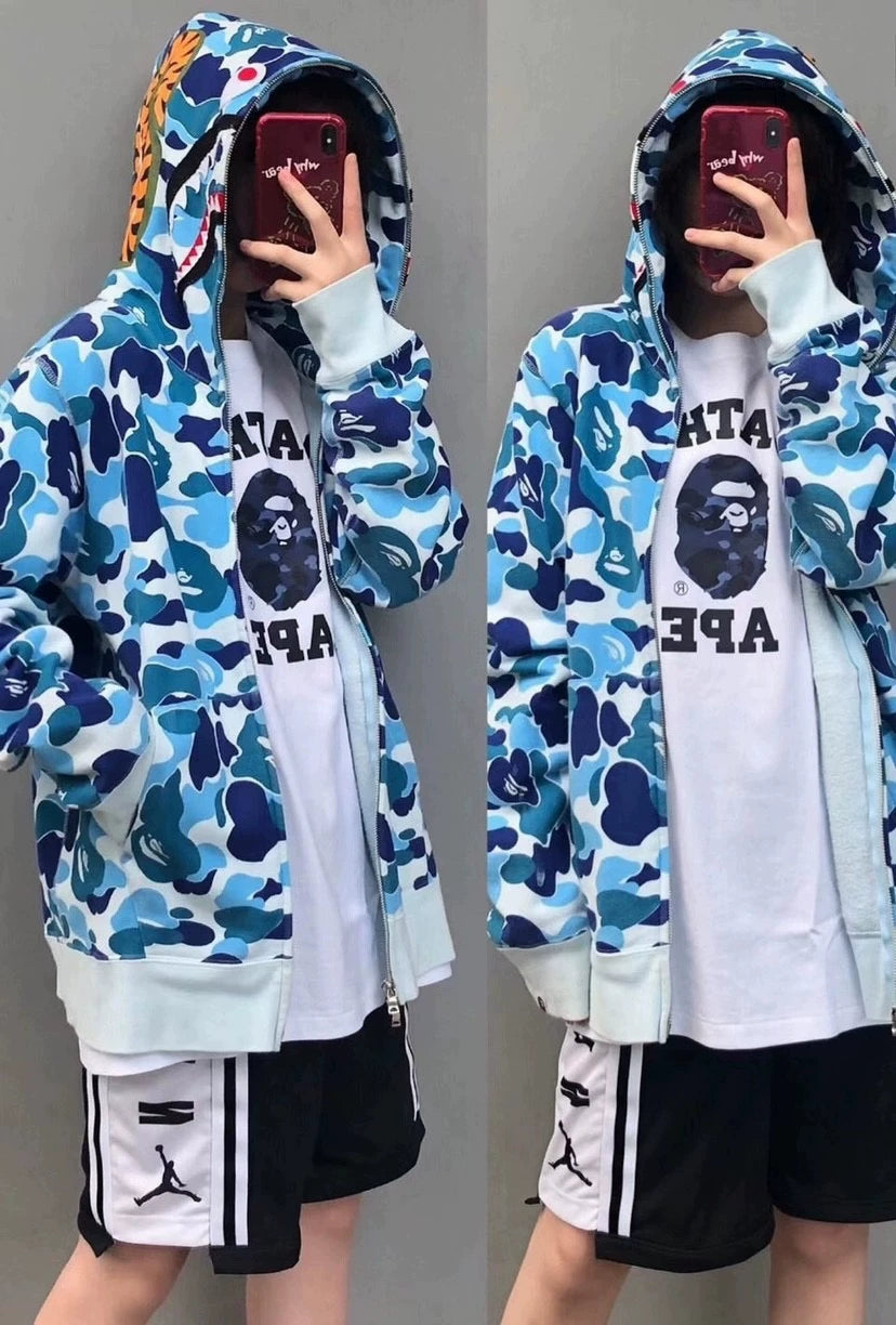 BAPE Shark head camouflage zip-up jacket