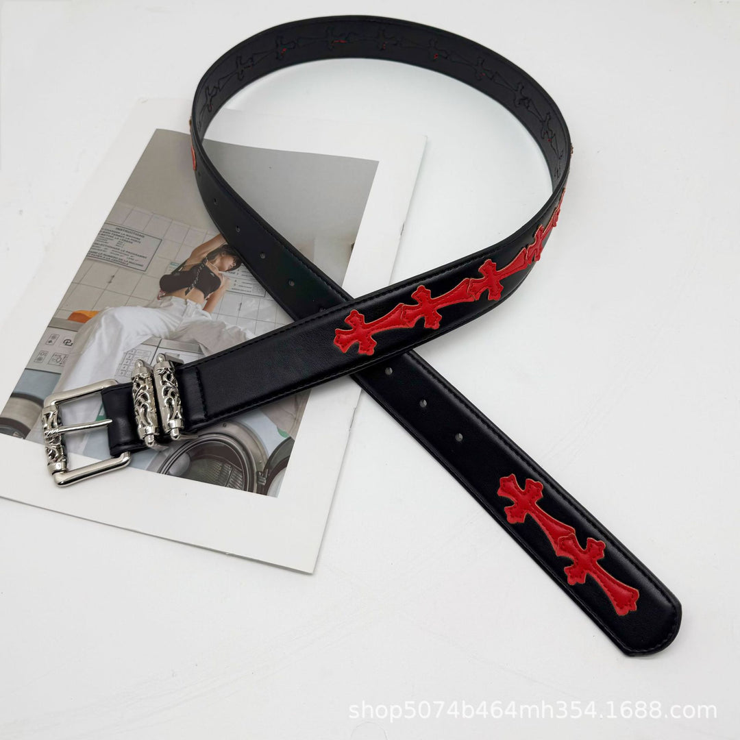 Chrome Hearts Cross-Motif Classic Leather Belt