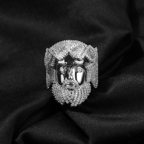Hip-hop exaggerated portrait inlaid zircon ring