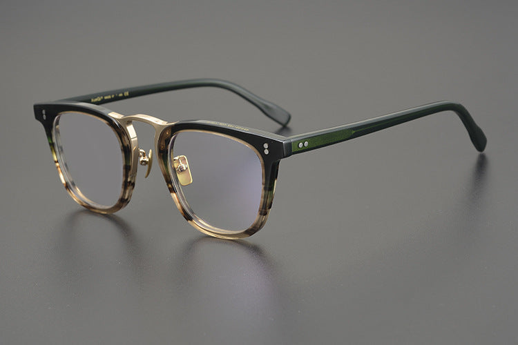 Bold Square Frames with Gold Bridge Full-Rim Style for Wider Faces